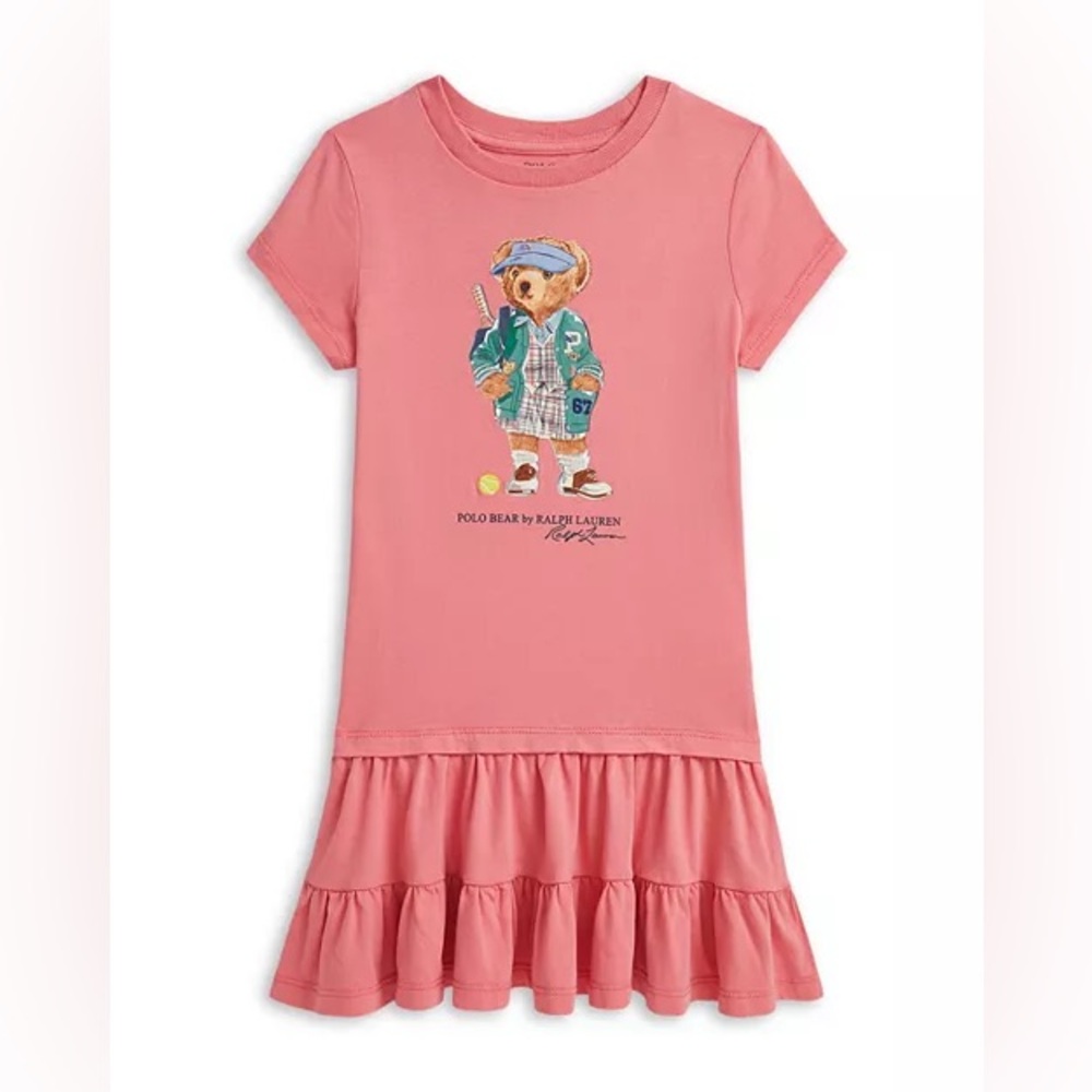 Polo Ralph Lauren Girls' Polo Bear Tiered Cotton Jersey Dress
